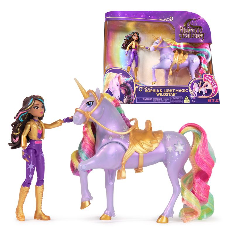 Unicorn Academy světelný jednorožec a figurka Sophia & Wildstar 11 cm