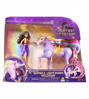 Unicorn Academy světelný jednorožec a figurka Sophia & Wildstar 11 cm