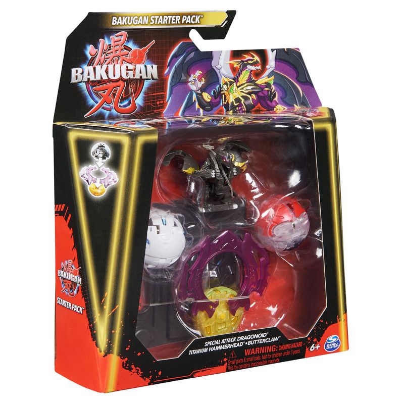 Bakugan startovací sada speciální útok S6 Dragonoid, Titanium Hammerhead, Butterclaw