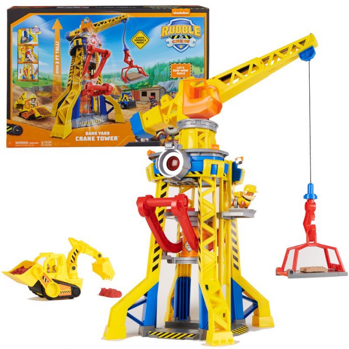 Výhodný balíček: Rubble & Crew interaktivní jeřáb se zvuky 60 cm + základní vozidlo Rubble