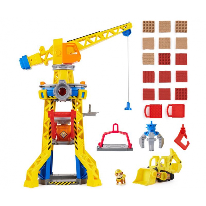 Výhodný balíček: Rubble & Crew interaktivní jeřáb se zvuky 60 cm + základní vozidlo Rubble