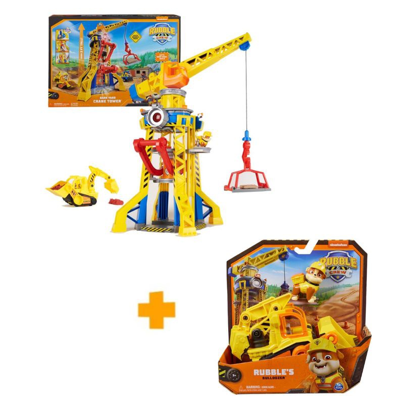 Výhodný balíček: Rubble & Crew interaktivní jeřáb se zvuky 60 cm + základní vozidlo Rubble