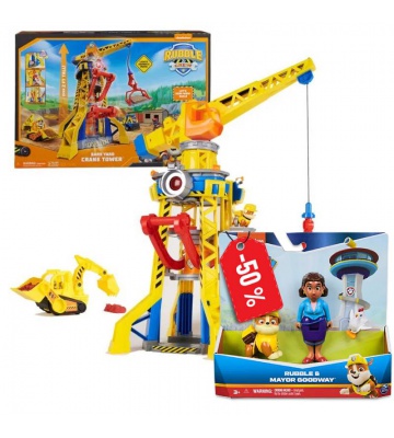 Balíček: Rubble a jeho parta interaktivní jeřáb 60 cm + Goodwayová a Rubble za polovinu