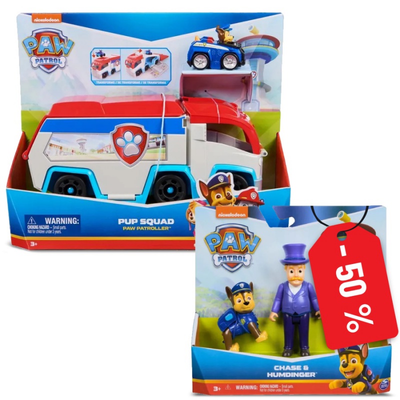 Výhodný balíček: Tlapková Patrola hrací set Patroller mini starosta Humdinger za polovinu