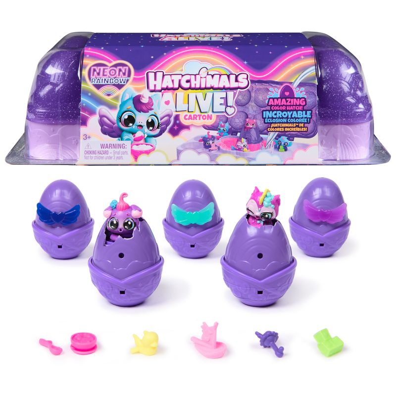 Hatchimals Neónová duha karton zvířátek