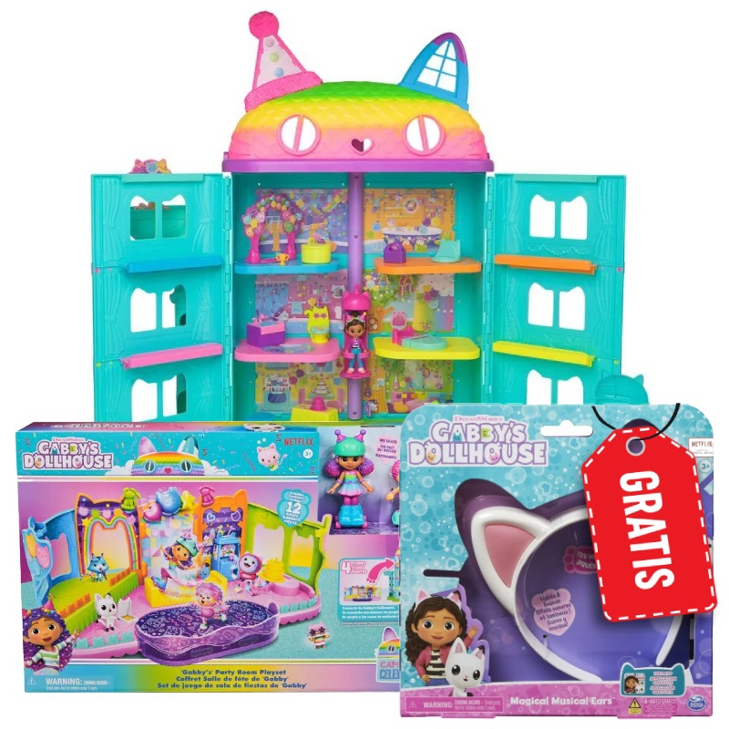 Velký Gábinin kouzelný dům oslava + set kolečkové brusle + hrající kočičí ouška ZDARMA