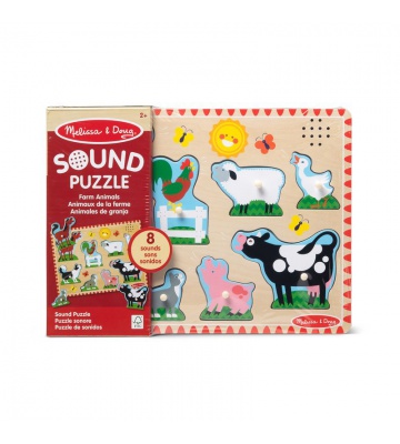 Melissa & Doug dřevěné puzzle se zvukovými efekty zvířátka na farmě