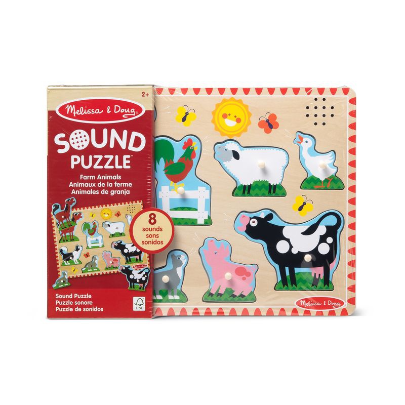 Melissa & Doug dřevěné puzzle se zvukovými efekty zvířátka na farmě