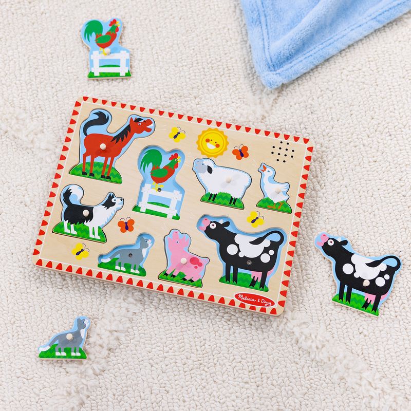 Melissa & Doug dřevěné puzzle se zvukovými efekty zvířátka na farmě