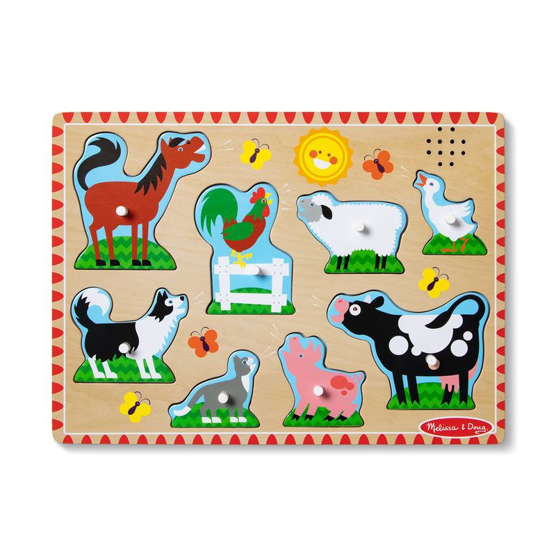 Melissa & Doug dřevěné puzzle se zvukovými efekty zvířátka na farmě