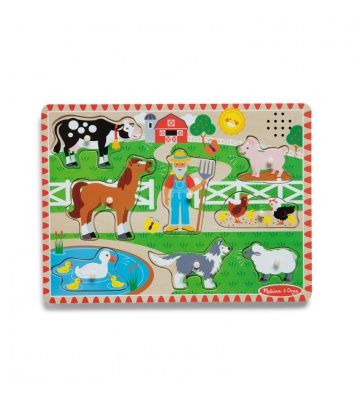 Melissa & Doug dřevěné puzzle se zvukovými efekty Old MacDonald Farm