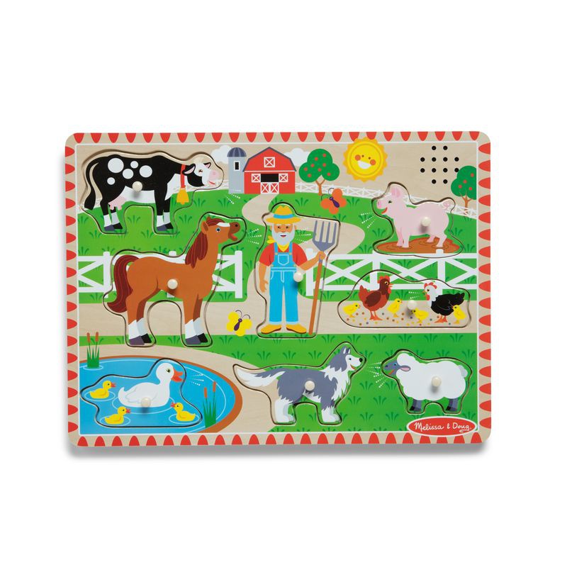 Melissa & Doug dřevěné puzzle se zvukovými efekty Old MacDonald Farm