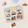 Melissa & Doug dřevěné puzzle se zvukovými efekty dopravní prostředky