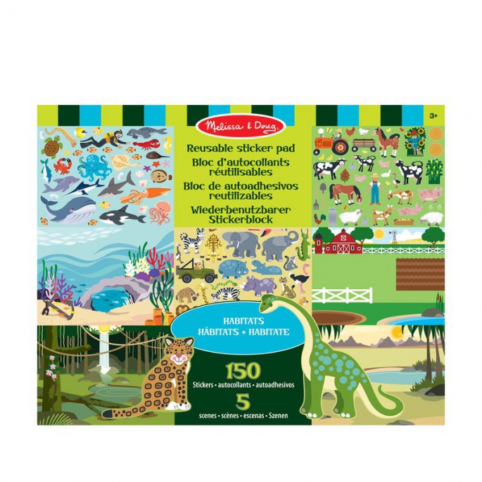 Melissa & Doug samolepky opakovaně použitelné s podložkou - svět zvířat