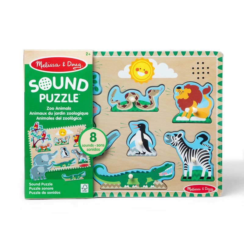 Melissa & Doug dřevěné puzzle se zvukovými efekty zvířátka ze ZOO