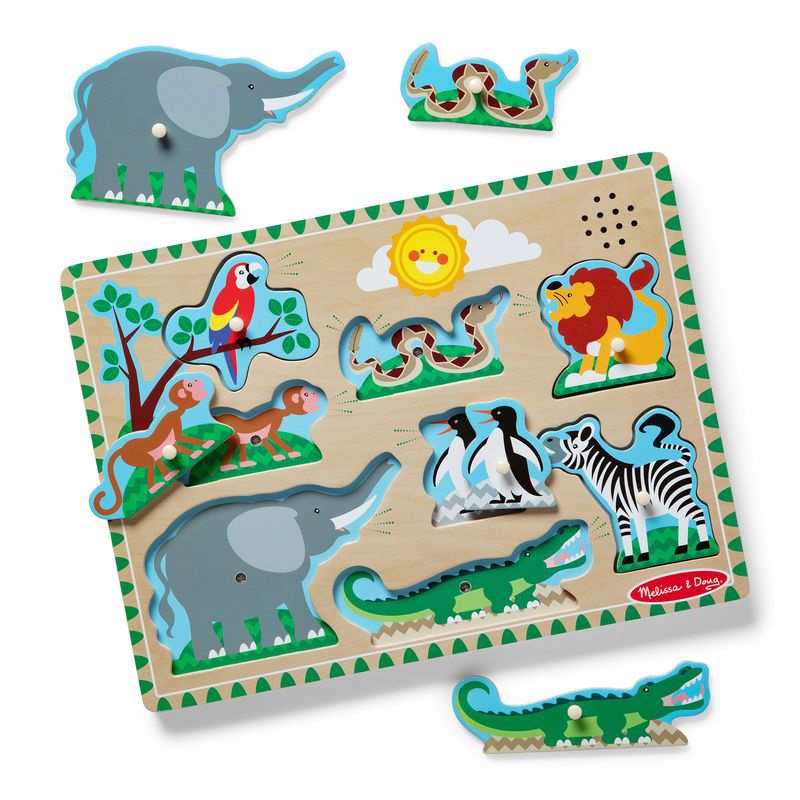 Melissa & Doug dřevěné puzzle se zvukovými efekty zvířátka ze ZOO