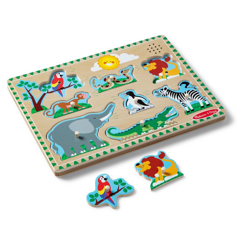 Melissa & Doug dřevěné puzzle se zvukovými efekty zvířátka ze ZOO