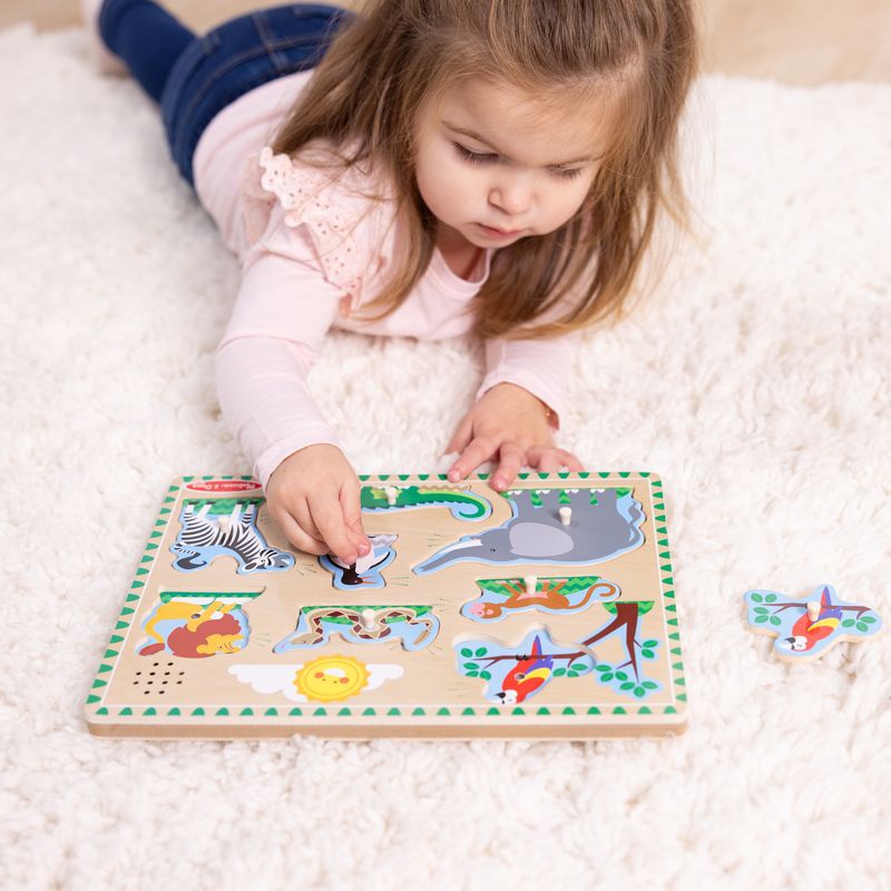 Melissa & Doug dřevěné puzzle se zvukovými efekty zvířátka ze ZOO