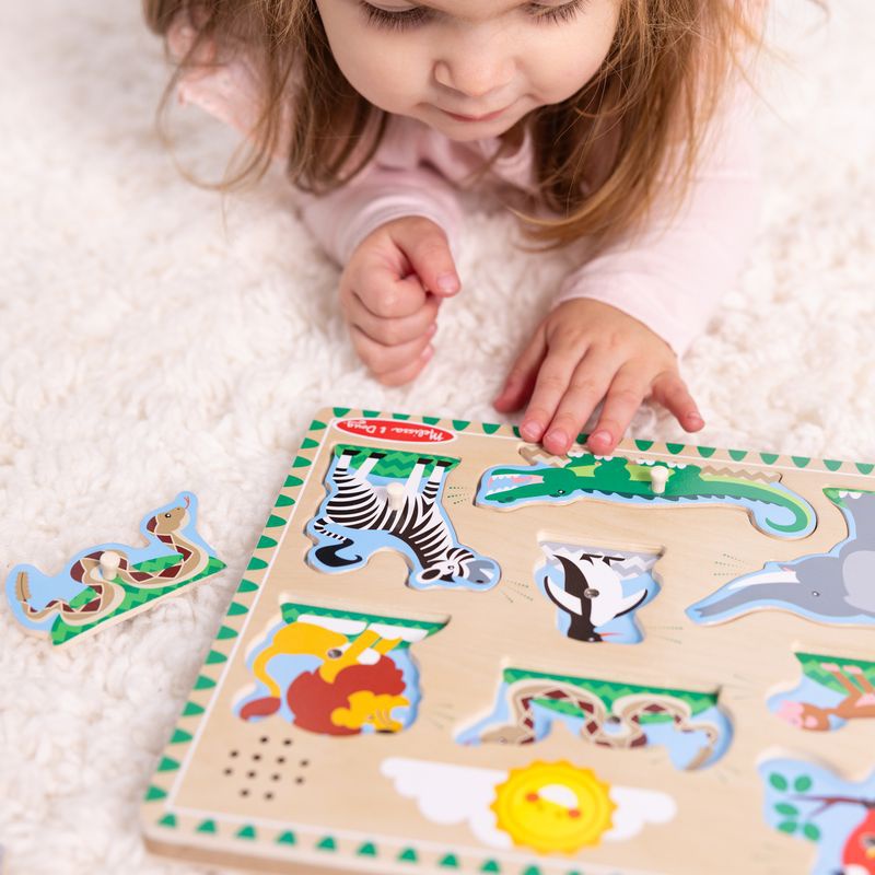Melissa & Doug dřevěné puzzle se zvukovými efekty zvířátka ze ZOO
