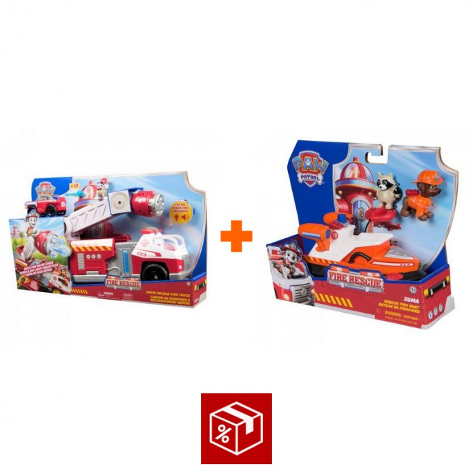 Výhodný set: Tlapková patrola Fire Rescue velké interaktivní hasičské auto + vozidlo Zuma