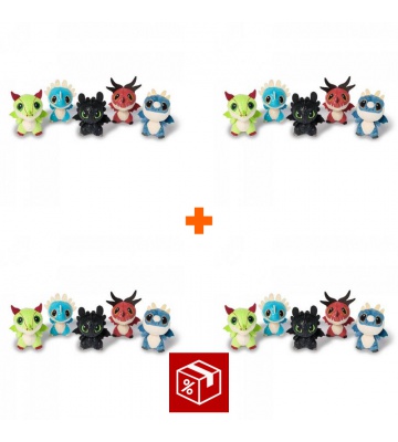 AKCE 3+1 zdarma: Jak vycvičit draka - 4 plyšoví draci v sudu za cenu 3