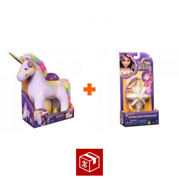 Výhodný set: Unicorn Academy plyšový Wildstar se zvuky 38 cm + náhrdelník s prstenem