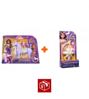 Výhodný set: Unicorn Academy světelný Wildstar 28 cm a Sophia 24cm + náhrdelník s prstenem