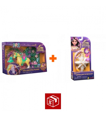 Výhodný set: Unicorn Academy malá stáj s Ava a Leaf měnícím barvy + náhrdelník s prstenem
