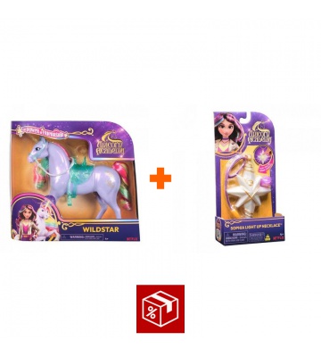 Výhodný set: Unicorn Academy česací jednorožec Wildstar 24 cm + náhrdelník s prstenem