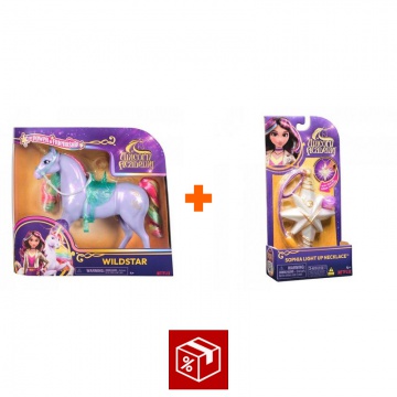 Výhodný set: Unicorn Academy česací jednorožec Wildstar 24 cm + náhrdelník s prstenem