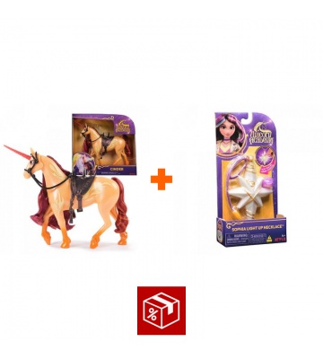 Výhodný set: Unicorn Academy česací jednorožec Cinder 24 cm + náhrdelník s prstenem