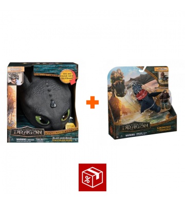 Výhodný set: Jak vycvičit draka maska Bezzubky se zvuky a světly + Garvan a Rybinoha