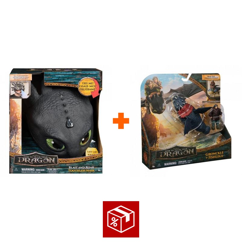 Výhodný set: Jak vycvičit draka maska Bezzubky se zvuky a světly + Garvan a Rybinoha