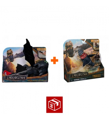 Výhodný set: Jak vycvičit draka plyšák Bezzubka objímající + Garvan a Rybinoha