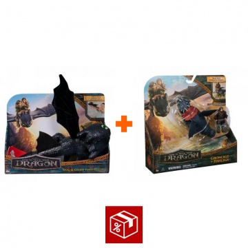Výhodný set: Jak vycvičit draka plyšák Bezzubka objímající + Garvan a Rybinoha