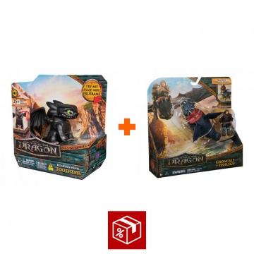 Výhodný set: Jak vycvičit draka mini drak se zvuky a pohybem Bezzubka + Garvan a Rybinoha