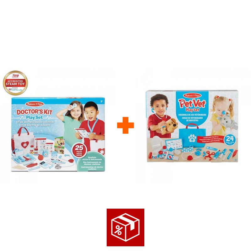 Výhodný set: Melissa & Doug hra na doktora + hra na veterináře