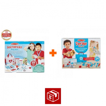 Výhodný set: Melissa & Doug hra na doktora + hra na veterináře