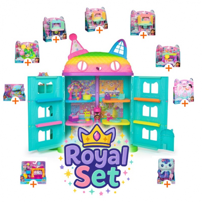Royal set: Gábinin kouzelný domek velký dům z filmu s 9 doplňky + plyšový Mercat ZDARMA