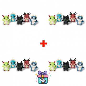 AKCE 3+1 zdarma: Jak vycvičit draka - 4 plyšoví draci v sudu za cenu 3