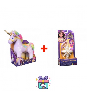 Výhodný set: Unicorn Academy plyšový Wildstar se zvuky 38 cm + náhrdelník s prstenem