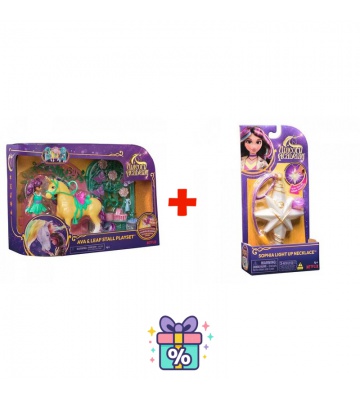 Výhodný set: Unicorn Academy malá stáj s Ava a Leaf měnícím barvy + náhrdelník s prstenem