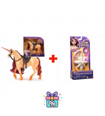 Výhodný set: Unicorn Academy česací jednorožec Cinder 24 cm + náhrdelník s prstenem