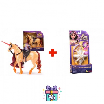 Výhodný set: Unicorn Academy česací jednorožec Cinder 24 cm + náhrdelník s prstenem