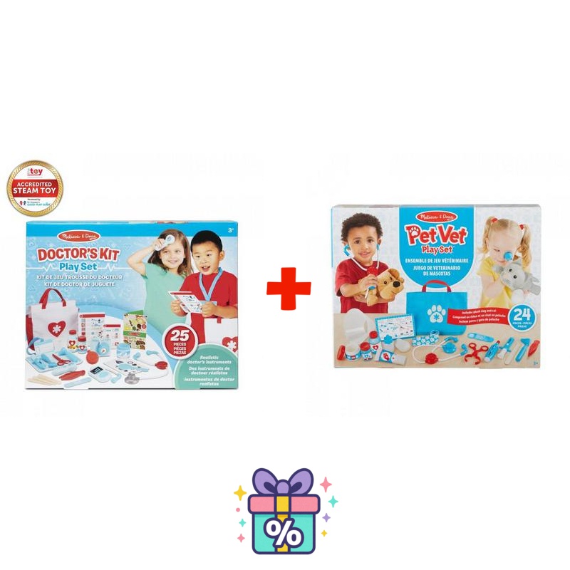 Výhodný set: Melissa & Doug hra na doktora + hra na veterináře