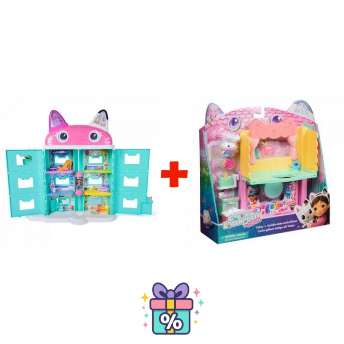 Výhodný set: Gábinin kouzelný domek ve filmu: velký dům z filmu + kuchyňka k velkému domu