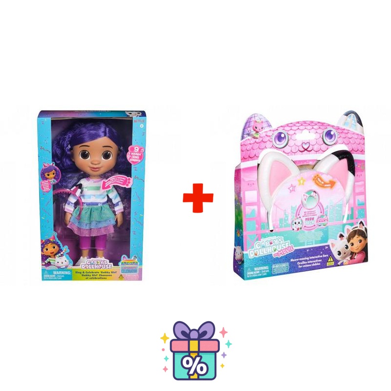 Výhodný set: Gábinin kouzelný domek interaktivní panenka + ouška se zvukovými efekty