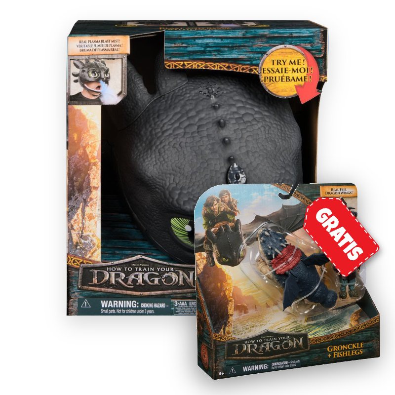 AKCE: Jak vycvičit draka maska Bezzubky se zvuky a světly + Garvan a Rybinoha ZDARMA