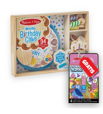 AKCE: Melissa & Doug narozeninový dort set + Water WOW kouzlení vodou pohádky ZDARMA