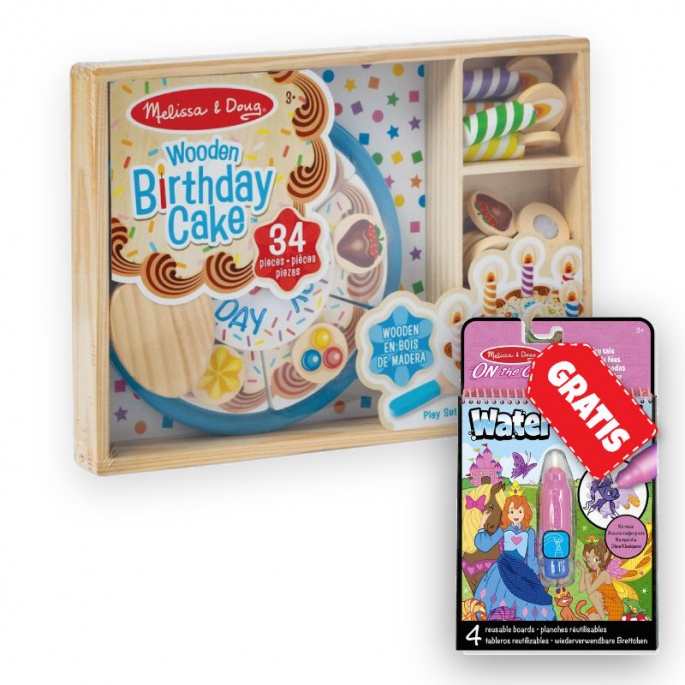 AKCE: Melissa & Doug narozeninový dort set + Water WOW kouzlení vodou pohádky ZDARMA